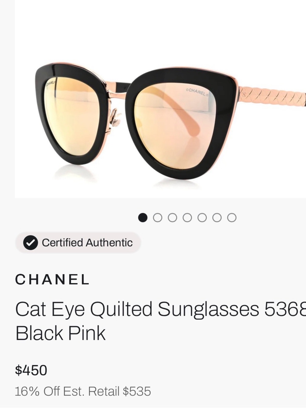 Authentic great condition Chanel Cat Eye sunglasses. - Picture 7 of 8